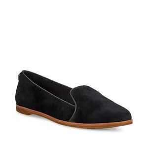 NEW UGG Women Bonnie Black Suede Piped Loafer Dress Shoe